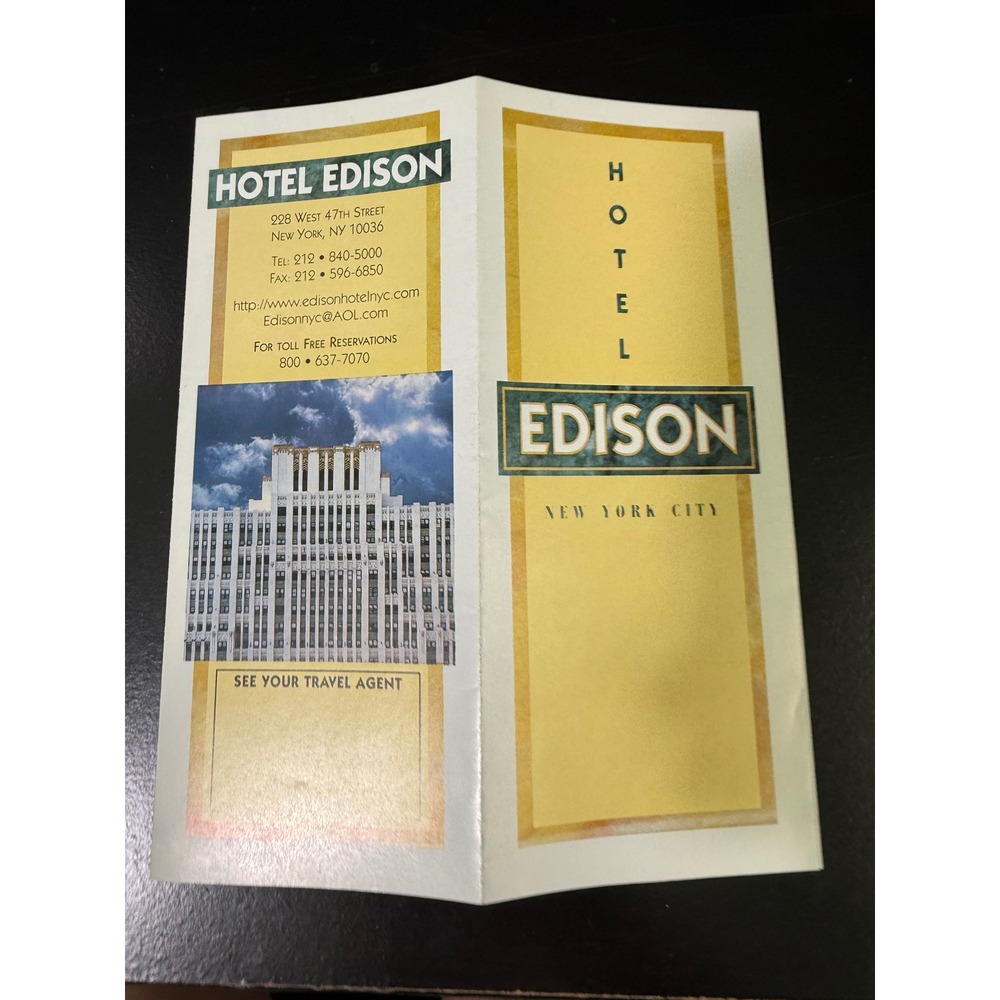 Vintage Hotel Edison NYC Travel Brochure Art Deco Times Square New York Map - Picture 3 of 5